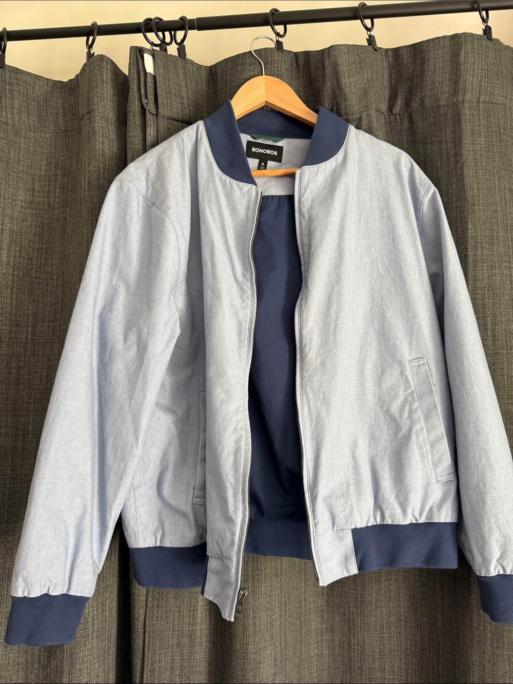 Bonobos Light Blue Jacket with Navy Trim